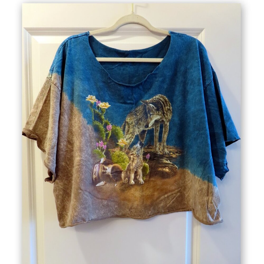 Vintage Cropped Wolf T-shirt XXL